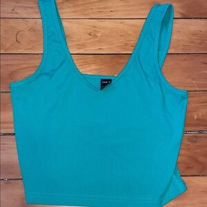 SHEIN Turquoise Ribbed Tank Top